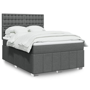 vidaXL, vidaXL Boxspringbett mit Matratze Dunkelgrau 160x200 cm Stoff, vidaXL Boxspringbett mit Matratze Dunkelgrau 160x200 cm Stoff