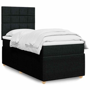 vidaXL, vidaXL Boxspringbett mit Matratze Schwarz 100x200 cm Stoff, vidaXL Boxspringbett mit Matratze Schwarz 100x200 cm Stoff