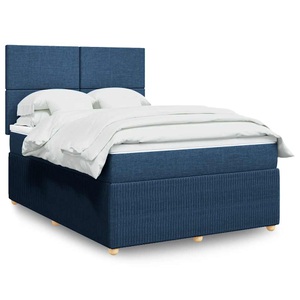 vidaXL, vidaXL Boxspringbett mit Matratze Blau 140x200 cm Stoff, vidaXL Boxspringbett mit Matratze Blau 140x200 cm Stoff