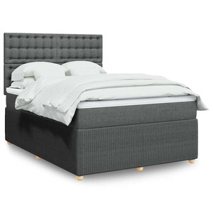 vidaXL, vidaXL Boxspringbett mit Matratze Dunkelgrau 140x200 cm Stoff, vidaXL Boxspringbett mit Matratze Dunkelgrau 140x200 cm Stoff