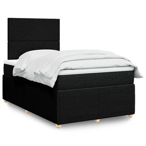 vidaXL, vidaXL Boxspringbett mit Matratze Schwarz 120x200 cm Stoff, vidaXL Boxspringbett mit Matratze Schwarz 120x200 cm Stoff