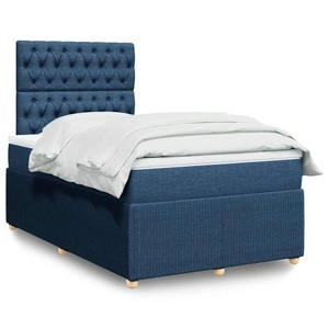 vidaXL, vidaXL Boxspringbett mit Matratze Blau 120x200 cm Stoff, vidaXL Boxspringbett mit Matratze Blau 120x200 cm Stoff