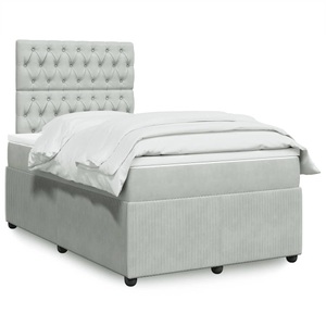 vidaXL, vidaXL Boxspringbett mit Matratze Hellgrau 120x200 cm Samt