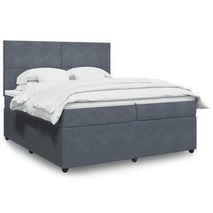 vidaXL, vidaXL Boxspringbett mit Matratze Dunkelgrau 200x200 cm Samt