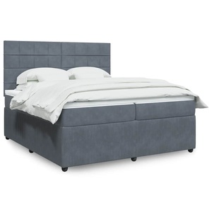 vidaXL, vidaXL Boxspringbett mit Matratze Dunkelgrau 200x200 cm Samt