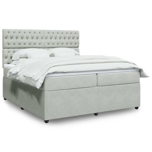 vidaXL, vidaXL Boxspringbett mit Matratze Hellgrau 200x200 cm Samt