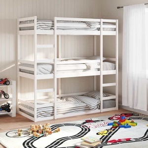 vidaXL, vidaXL Dreifach-Etagenbett Weiß 80x200 cm Massivholz Kiefer