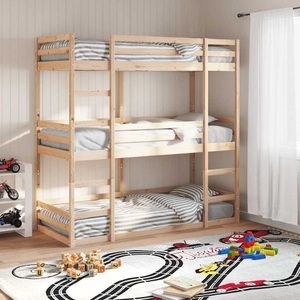 vidaXL, vidaXL Dreifach-Etagenbett 90x200 cm Massivholz Kiefer