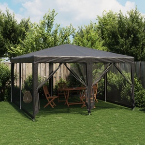 vidaXL, vidaXL Partyzelt mit 8 Mesh-Seitenteilen Anthrazit 4x4 m HDPE, vidaXL Partyzelt mit 8 Mesh-Seitenteilen Anthrazit 4x4 m HDPE