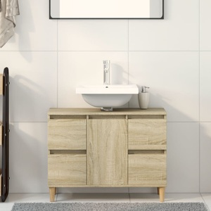 vidaXL, vidaXL Waschbeckenunterschrank Sonoma-Eiche 80x33x60 cm Holzwerkstoff
