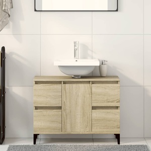 vidaXL, vidaXL Waschbeckenunterschrank Sonoma-Eiche 80x33x60 cm Holzwerkstoff