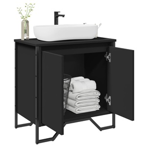 vidaXL, vidaXL Waschbeckenunterschrank Schwarz 60x35x60 cm Holzwerkstoff