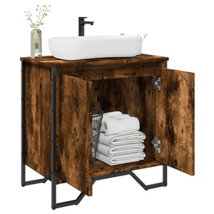 vidaXL, vidaXL Waschbeckenunterschrank Räuchereiche 60x35x60 cm Holzwerkstoff