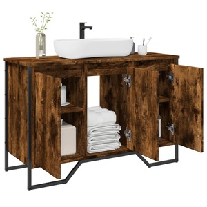 vidaXL, vidaXL Waschbeckenunterschrank Räuchereiche 91x35x60 cm Holzwerkstoff