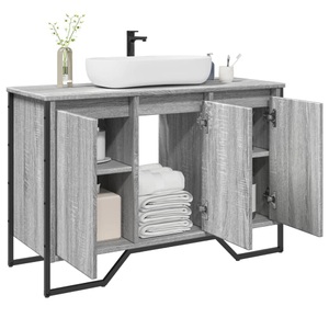 vidaXL, vidaXL Waschbeckenunterschrank Grau Sonoma 91x35x60 cm Holzwerkstoff