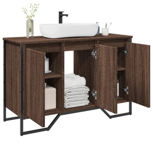 vidaXL, vidaXL Waschbeckenunterschrank Braun Eichen-Optik 91x35x60 cm