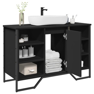 vidaXL, vidaXL Waschbeckenunterschrank Schwarz 91x35x60 cm Holzwerkstoff