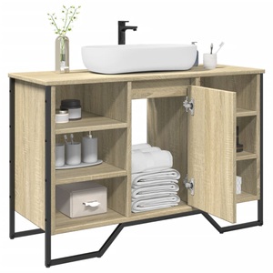 vidaXL, vidaXL Waschbeckenunterschrank Sonoma-Eiche 91x35x60 cm Holzwerkstoff