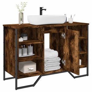 vidaXL, vidaXL Waschbeckenunterschrank Räuchereiche 91x35x60 cm Holzwerkstoff