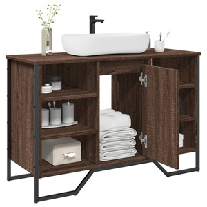 vidaXL, vidaXL Waschbeckenunterschrank Braun Eichen-Optik 91x35x60 cm