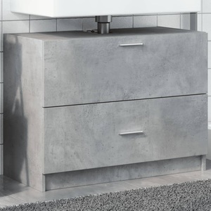 vidaXL, vidaXL Waschbeckenunterschrank Betongrau 78x37x59 cm Holzwerkstoff