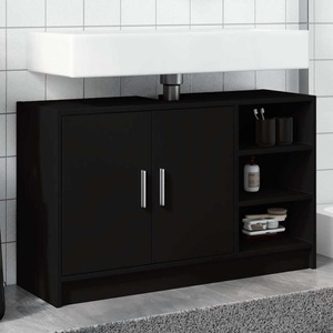vidaXL, vidaXL Waschbeckenunterschrank Schwarz 90x29x55 cm Holzwerkstoff