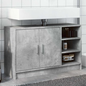 vidaXL, vidaXL Waschbeckenunterschrank Betongrau 90x29x55 cm Holzwerkstoff