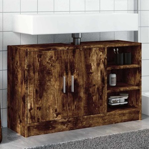vidaXL, vidaXL Waschbeckenunterschrank Räuchereiche 90x29x55 cm Holzwerkstoff
