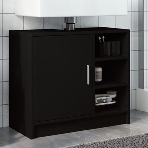 vidaXL, vidaXL Waschbeckenunterschrank Schwarz 63x29x55 cm Holzwerkstoff