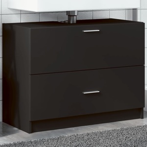 vidaXL, vidaXL Waschbeckenunterschrank Schwarz 78x37x59 cm Holzwerkstoff