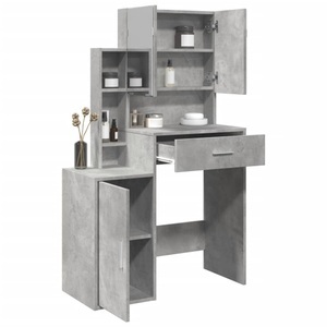 vidaXL, vidaXL Schminktisch mit Schrank Betongrau 80x35x132 cm
