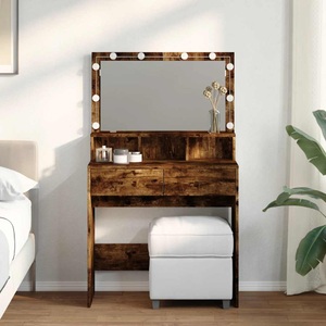 vidaXL, vidaXL Schminktisch mit LED-Beleuchtung Räuchereiche 80x41x134,5 cm