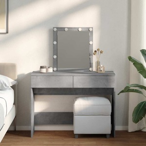 vidaXL, vidaXL Schminktisch mit LED-Beleuchtung Betongrau 100x40x130 cm