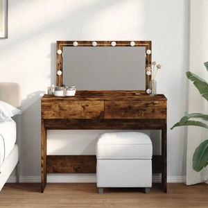 vidaXL, vidaXL Schminktisch mit LED-Beleuchtung Räuchereiche 100x40x120 cm
