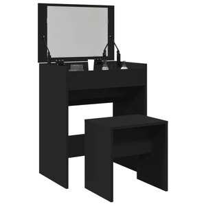 vidaXL, vidaXL Schminktisch mit Hocker Schwarz 60x40x113,5 cm