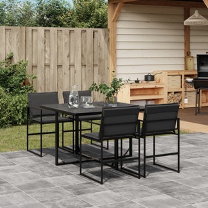 vidaXL, vidaXL 5-tlg. Garten-Essgruppe mit Kissen Schwarz Textilene