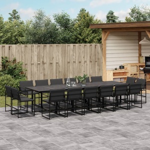 vidaXL, vidaXL 17-tlg. Garten-Essgruppe mit Kissen Schwarz Textilene