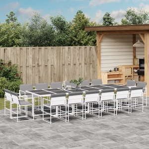 vidaXL, vidaXL 17-tlg. Garten-Essgruppe mit Kissen Weiß Textilene