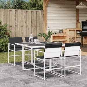 vidaXL, vidaXL 5-tlg. Garten-Essgruppe mit Kissen Weiß Textilene