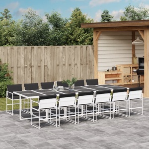 vidaXL, vidaXL 13-tlg. Garten-Essgruppe mit Kissen Weiß Textilene
