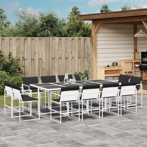 vidaXL, vidaXL 13-tlg. Garten-Essgruppe mit Kissen Weiß Textilene