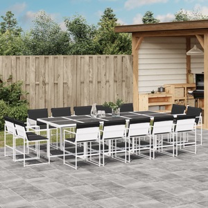 vidaXL, vidaXL 15-tlg. Garten-Essgruppe mit Kissen Weiß Textilene