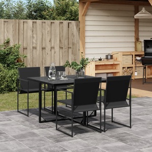 vidaXL, vidaXL 5-tlg. Garten-Essgruppe Schwarz Textilene