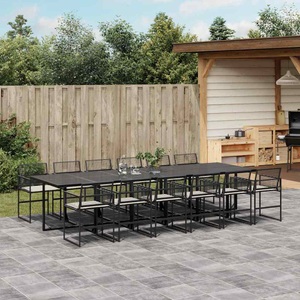 vidaXL, vidaXL 13-tlg. Garten-Essgruppe mit Kissen Schwarz Poly Rattan