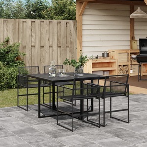 vidaXL, vidaXL 5-tlg. Garten-Essgruppe Schwarz Poly Rattan