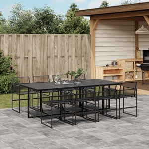 vidaXL, vidaXL 9-tlg. Garten-Essgruppe Schwarz Poly Rattan