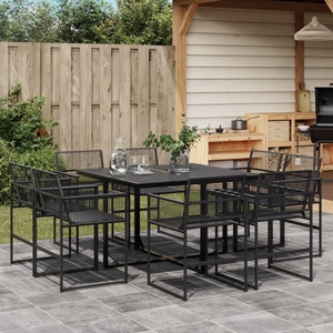 vidaXL, vidaXL 9-tlg. Garten-Essgruppe Schwarz Poly Rattan