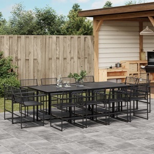vidaXL, vidaXL 13-tlg. Garten-Essgruppe Schwarz Poly Rattan