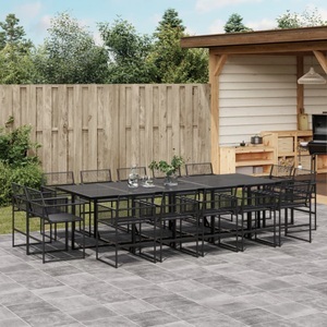 vidaXL, vidaXL 15-tlg. Garten-Essgruppe Schwarz Poly Rattan