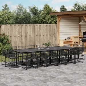 vidaXL, vidaXL 17-tlg. Garten-Essgruppe Schwarz Poly Rattan